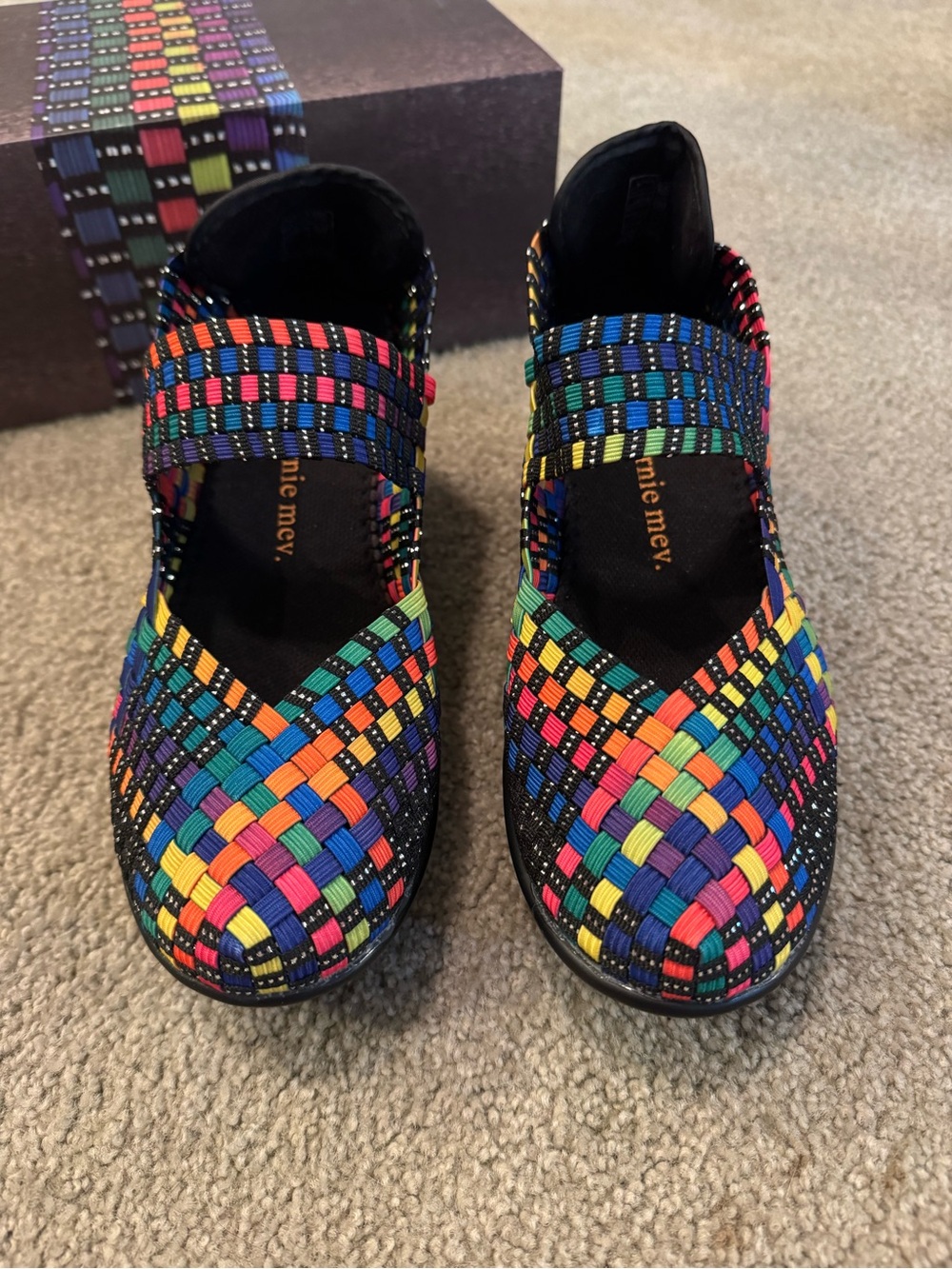 Bernie Mev Lulia Womens Wedge Mary Jane Black Multi Woven Elastic Shoes US 7 - Picture 3 of 8